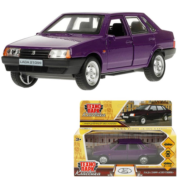Модель 21099-12-PRP LADA-21099 "Спутник" 12 см, двери, багаж, инер, баклажан Технопарк в кор. 439-498