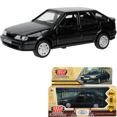 Модель 2114-12-BK-WOD LADA -2114 "SAMARA", 12 см, двери, багаж, инерц., черный Технопарк  в кор. 439-404