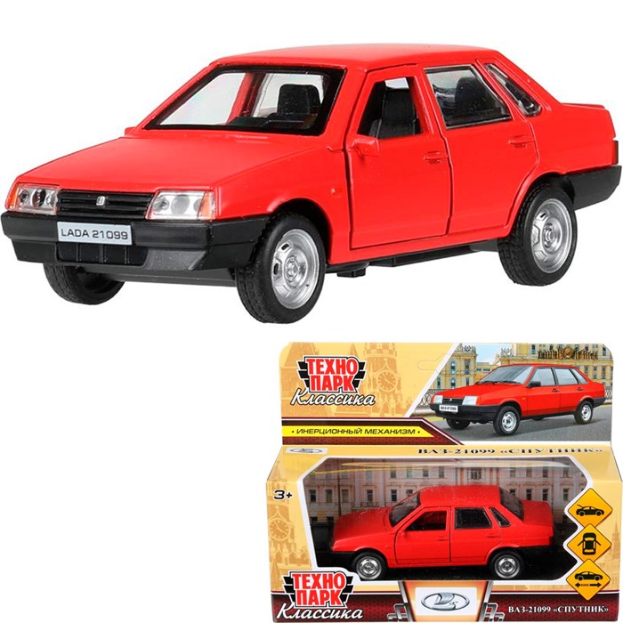 Модель 21099-12MAT-RD LADA "ВАЗ-21099 "спутник 12 см красный Технопарк в коробке 340-781