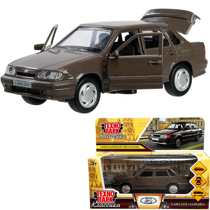 Модель 2115-12-SRBR ваз-2115 "самара" длина 12 см,серебристо-коричневый Технопарк  в кор. 439-363