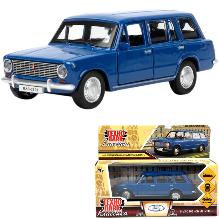 Модель 2102-12-BU2 ваз-2102 12 см, двери, багаж, инер,синий Технопарк 439-360