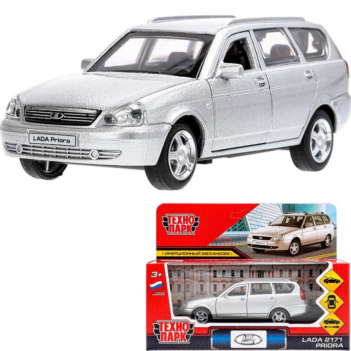 Модель PRIORAWAG-12-SR LADA PRIORA 12 см, двери, багаж, инерц, серебристый Технопарк  в кор. 439-268