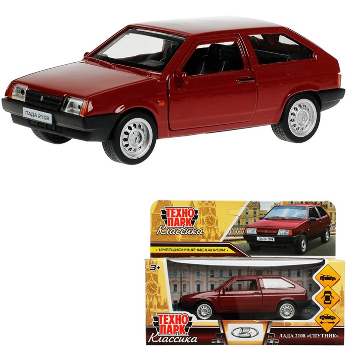 Модель 2108-12-CRY LADA-2108 "СПУТНИК" 12 см вишневый Технопарк в коробке /72/ 438-658