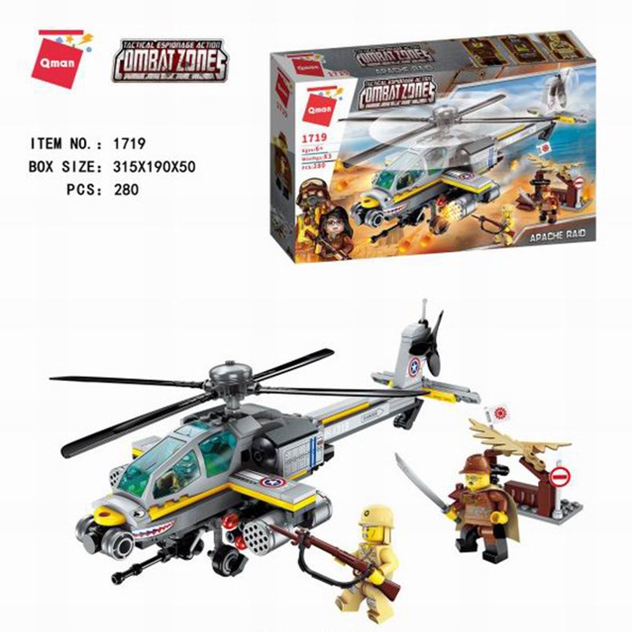 Конструктор 1719 QMAN Вертолет 280 дет. в кор. 623-812