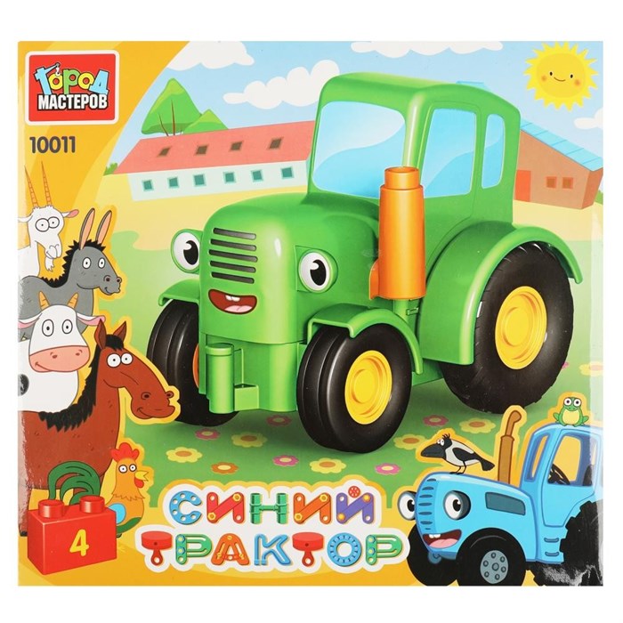 Город мастеров 10011-GK Большие кубики: зелёный ТРАКТОР, 4 дет. 624-490