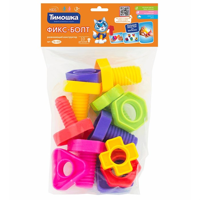 Конструктор  «Фикс-Болт» 10 детали ТМ "ТИМОШКА" 525-402