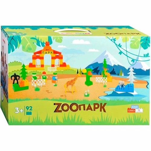 Конструктор детский, набор "Зоопарк", 92 детали, 1/8 КДЗ-3025 723-143