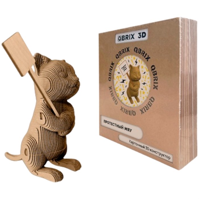 Конструктор Картонный 3D QBRIX Протестный Мяу 20046 124-934