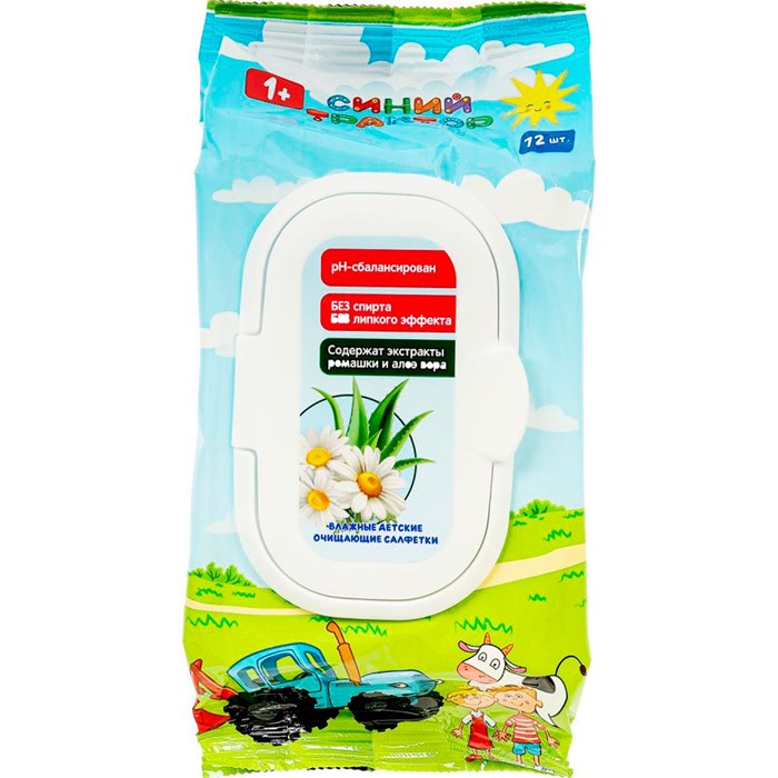 Влажные детские салфетки СИНИЙ ТРАКТОР с клапаном 72 шт. Заботливая мама 115916-STR 695-804