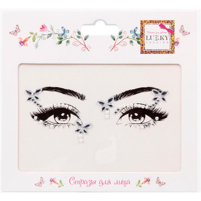 Стразы для лица Переливающийся Бриллиант 17х12 см Т24130 Lukky Fashion 696-118