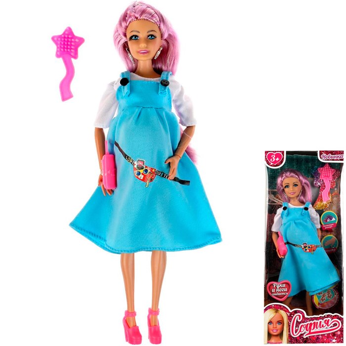 Кукла Карапуз 66001B3-BF1-S-BB София 29 см беременная тройней, руки и ноги сгиб, акс, /24/ 809-566