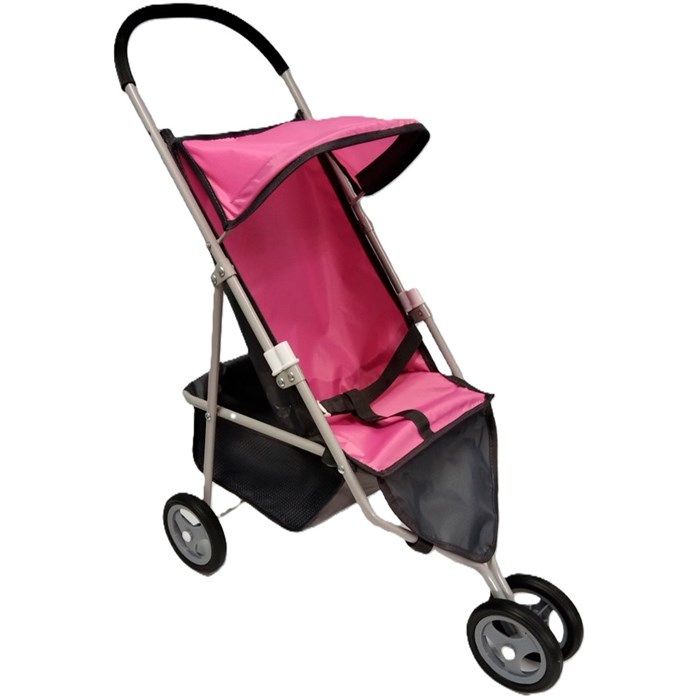 Коляска для куклы прогулочная графит/розовая КР-210 908-330