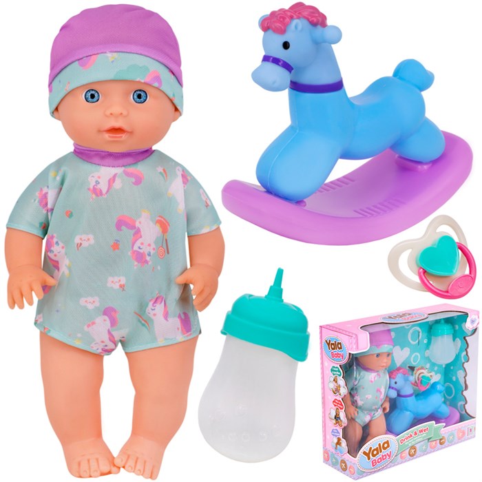 Пупс Yale Baby YL2325F-A 25 см. с лошадкой качалкой в кор. 907-822