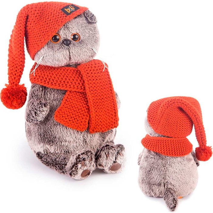 Басик в вязаной  шапке и шарфе Ks25-075 146-982