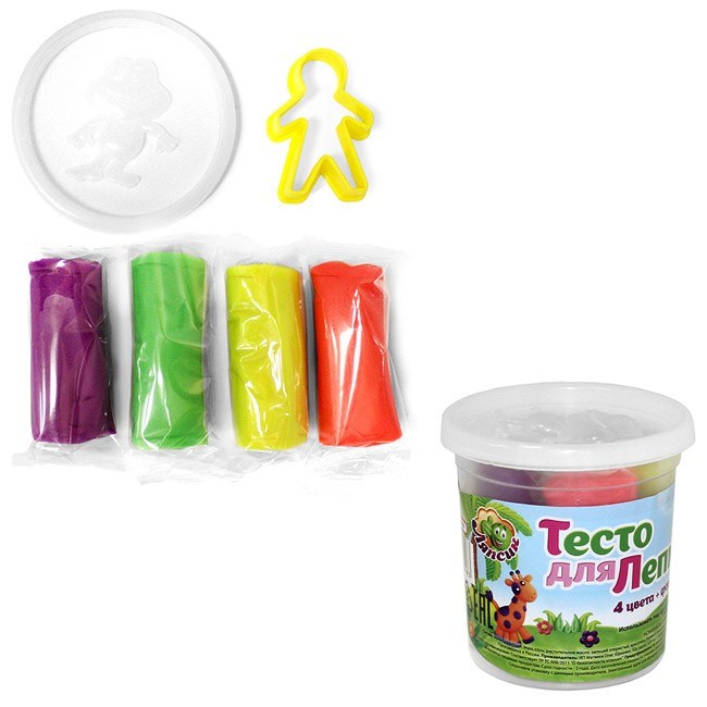 Набор для творчества Тесто для лепки 4 цв.+формочка-катер П116 477-336