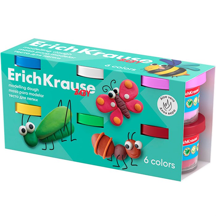 Тесто для лепки ErichKrause Baby с Алоэ Вера 6 цвета по 35 г 61402 176-998