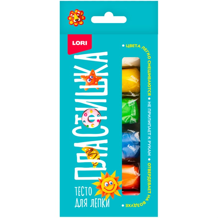 Набор для творчества Пластишка. Тесто для лепки 6 цв по 30 гр Тдл-048 Lori 989-346