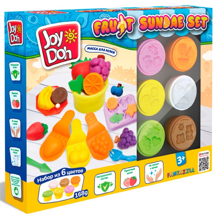 Набор для творчества Масса для лепки Joy Doh набор FRUIT SUNDAE SET-ФРУКТОВОЕ РАЗНООБРАЗИЕ,доп. пресс-формы,18 аксессуаров,6 баночек с тестом FRUT-168 pot /12/ *** 987-276