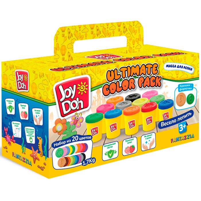 Набор для творчества Масса для лепки Joy Doh набор ULTIMATE COLOR PACK, подарочный чемоданчик, 20 баночек с тестом POT-20/085 pack /6/ *** 987-273