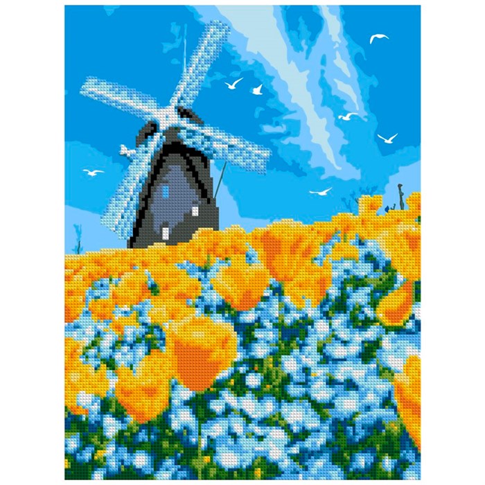 Набор для творчества Алмазная мозаика Мельница 30*40 см частичное заполнение Ам-019 LORI 987-333