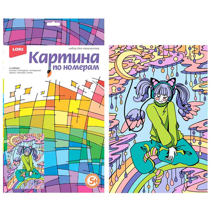 Набор для творчества Картина по номерам для малышей АНИМЕ "Лунный блюз" Ркн-113 Lori 996-365