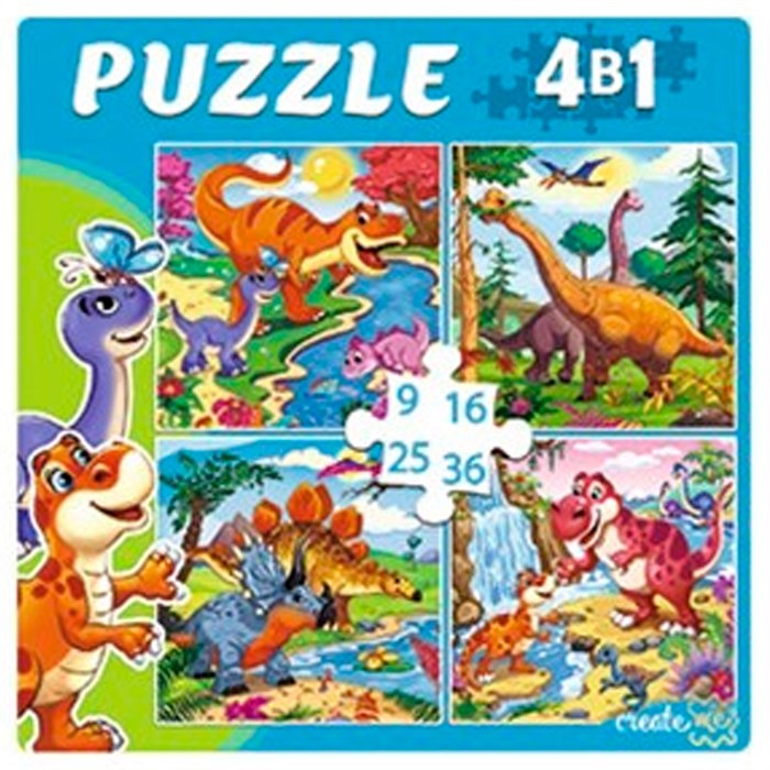 Пазл 4 в 1 Приключения динозавров П-5811 633-650
