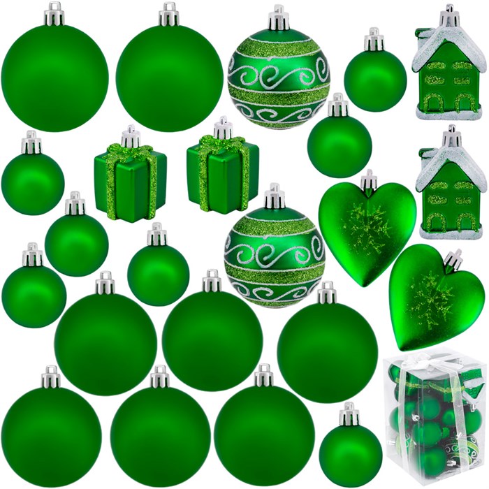 Елочный набор Шары зеленый 4-5-6 см 23шт. в кор. E-48606GN 151-910