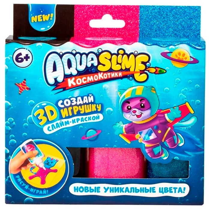 Набор для творчества Для изготовления фигурки, модели "Aqua Slime" розовый синий AQ008 978-851
