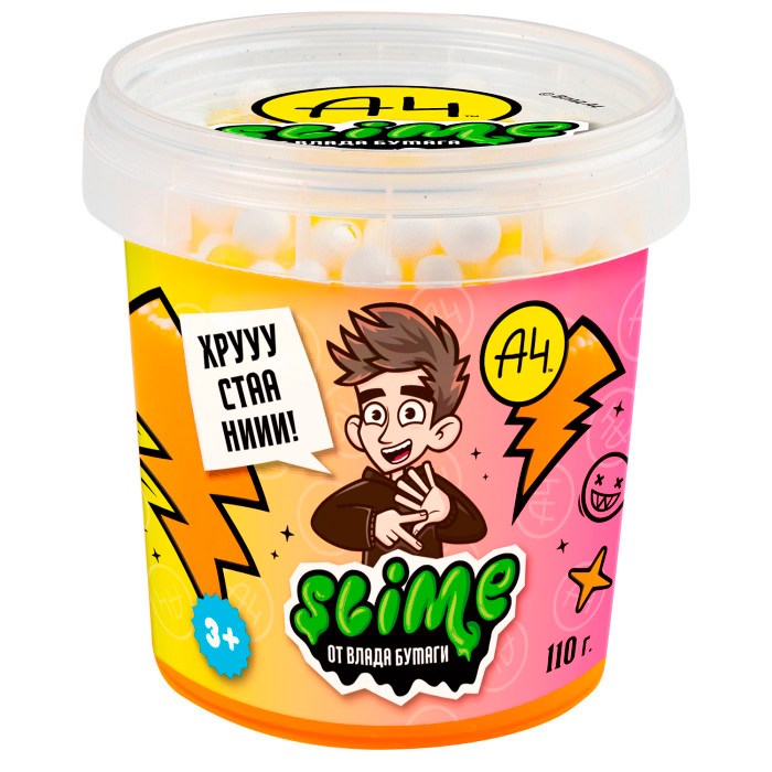 Лизун Slime Crunch-slime оранжевый 110 г. Влад А4 SLM060 547-655