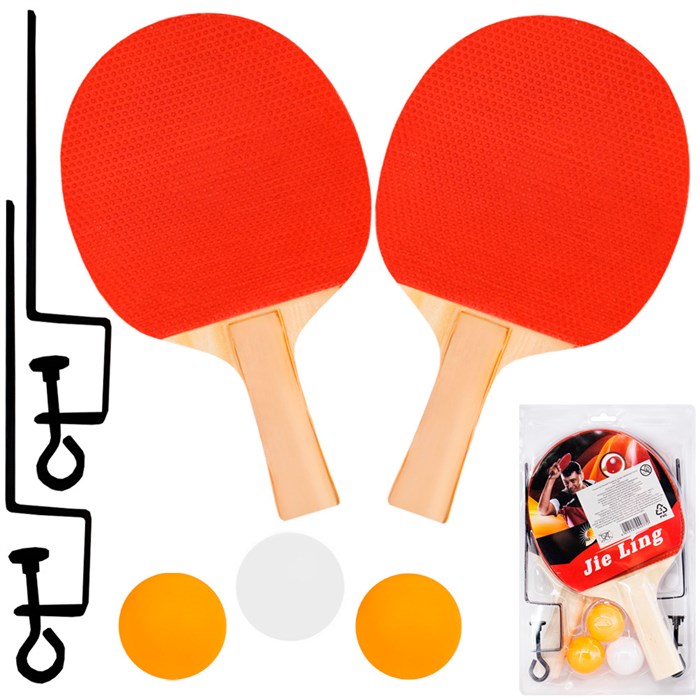 Теннис настольный 2 ракетки, 3 мяча 141V-749 с крепл для сетки 353-350