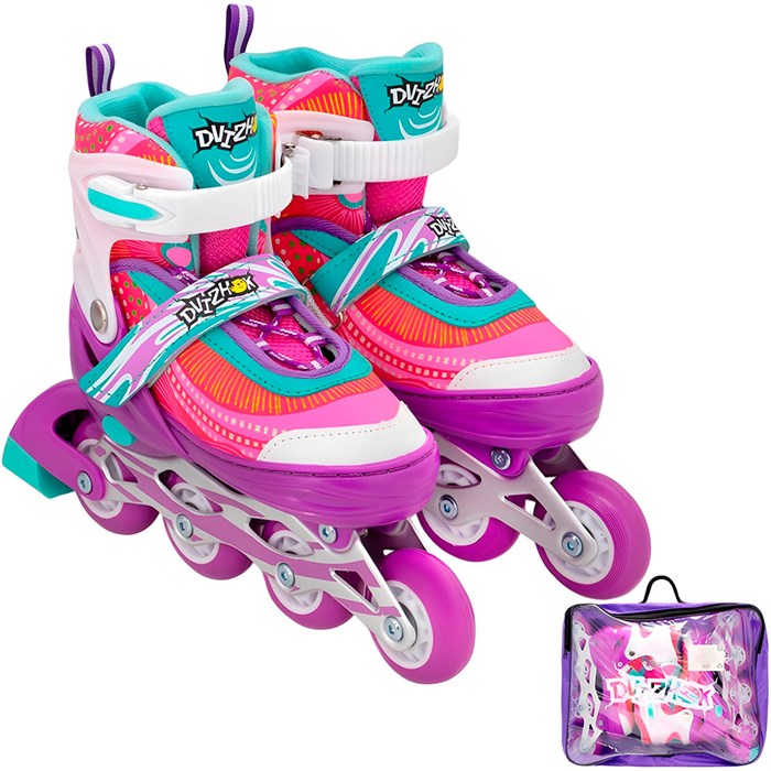 Ролики Dvizhok р. M 34-37 раздвиж., свет 1 колеса, бело-фиолетовый 141V-669-5 353-402