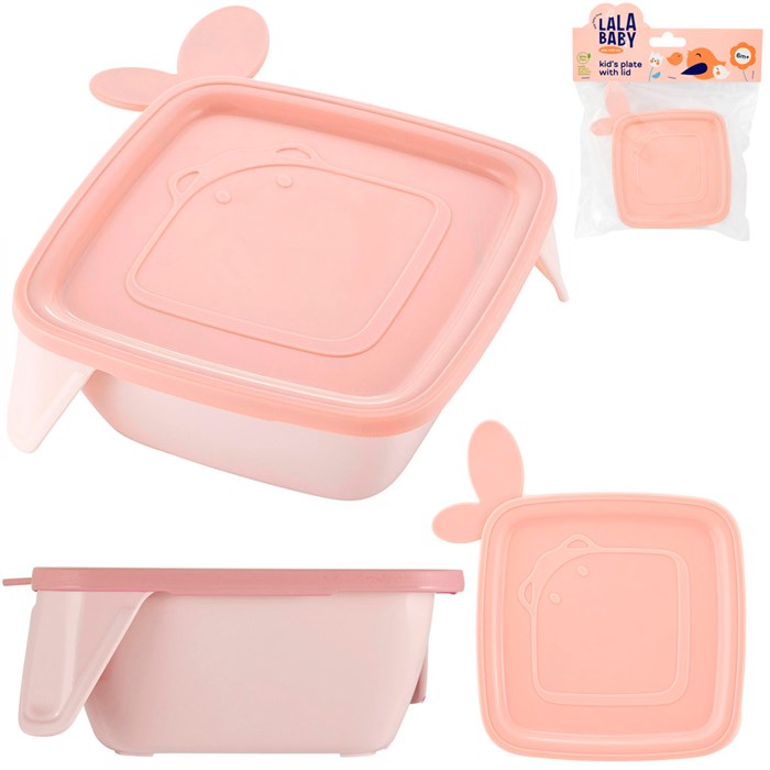 Детская тарелка Lalababy Play with Me Wolfie с мягкой крышкой персиковая карамель LA134312040 469-913