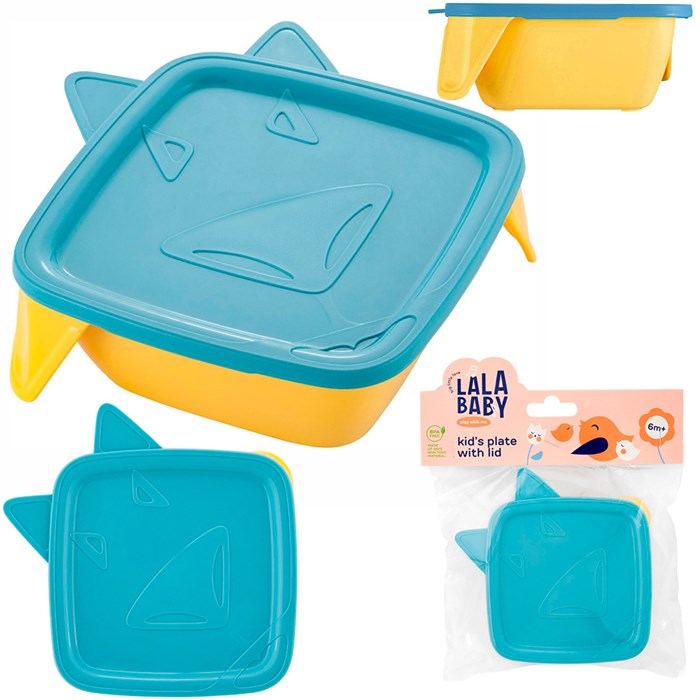 Детская тарелка Lalababy Play with Me Wolfie с мягкой крышкой синий колокольчик LA134212046 469-912