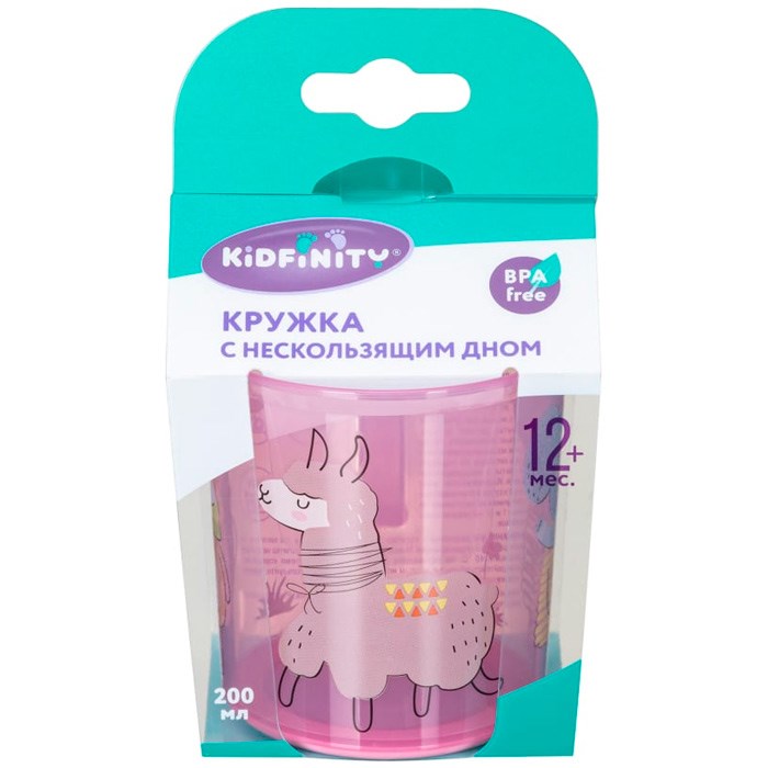 Кружка детская с декором и нескользящим дном 0,2л Розовый 431323305 469-795