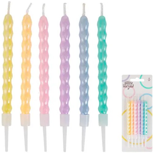 Свечи для торта Косичка Пастель перлам 10см 6шт 660-588