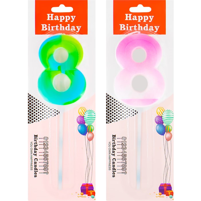 Свеча для торта Цифра 8 в ассорт. FG240525064L-9 561-610