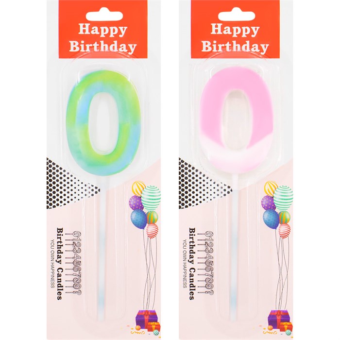 Свеча для торта Цифра 0 в ассорт. FG240525064L-1 561-602
