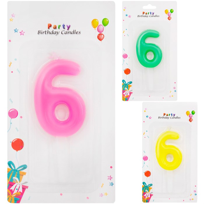 Свеча для торта Цифра 6 в ассорт. FG240525045L-7 561-594