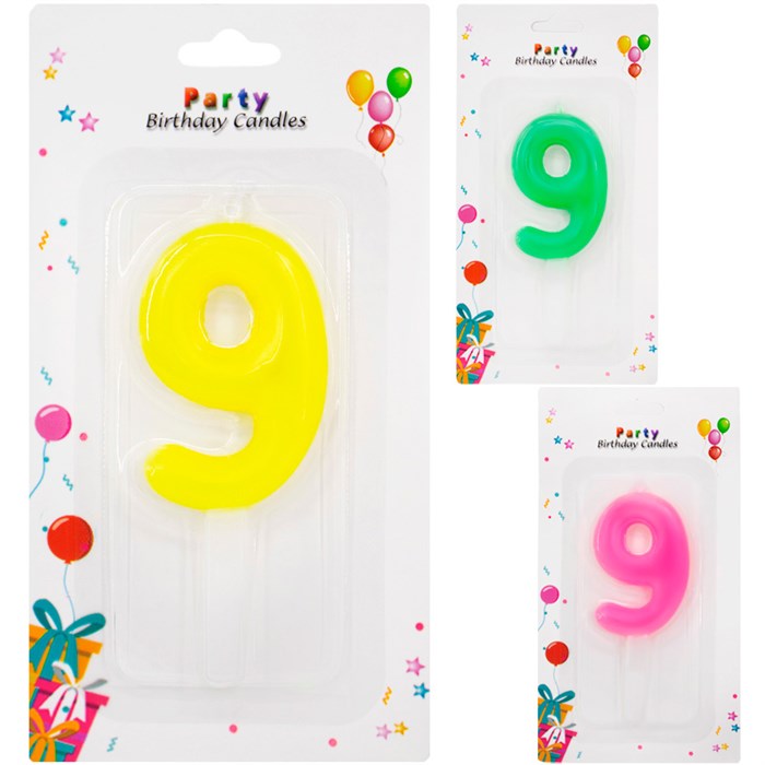 Свеча для торта Цифра 9 в ассорт. FG240525045L-10 561-597