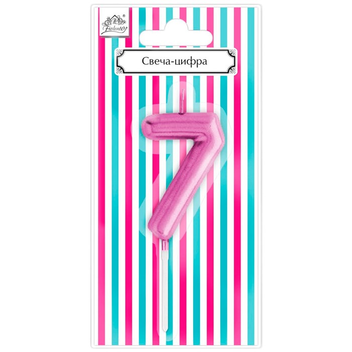 Свеча для торта Цифра "7" Веселая вечеринка розовый L0287-P 461-756