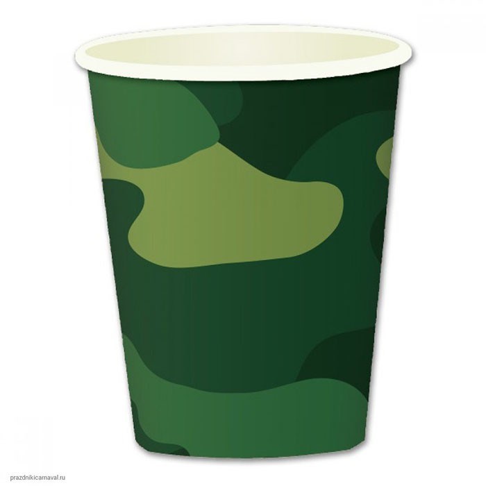 Стаканы бумажные Милитари 250мл 6шт 6046118 362-499