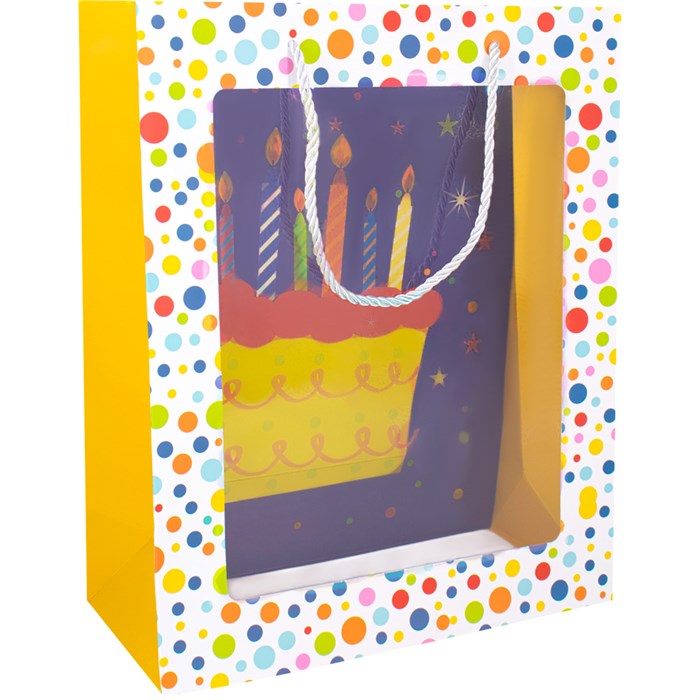 Пакет 32х26х12 см с прозрачным окошком Торт со свечами 141V-963 660-033