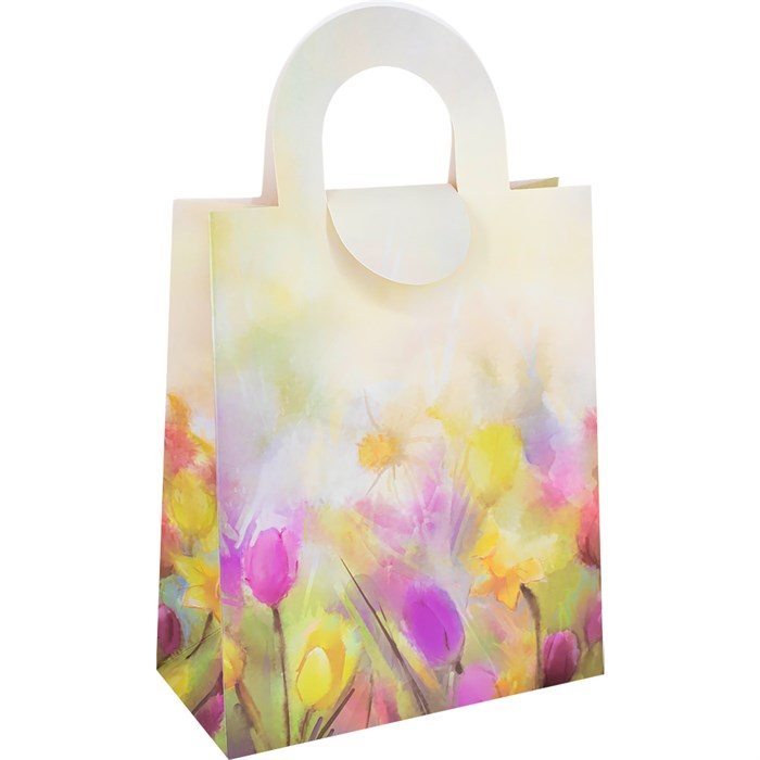 Пакет 34х21х10см с вырубной ручкой акварель цветы 141V-965 660-042