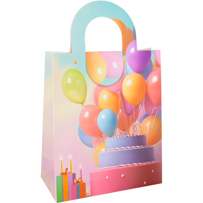 Пакет 34х21х10см с вырубной ручкой Торт с возд.шарами 141V-964 660-040