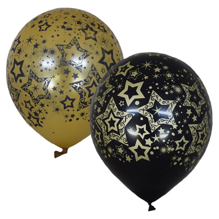 Шар 12" 30 см BLACK&GOLD 5 ст. рис Голливуд  6055462 25 шт /цена за упак/ 362-521