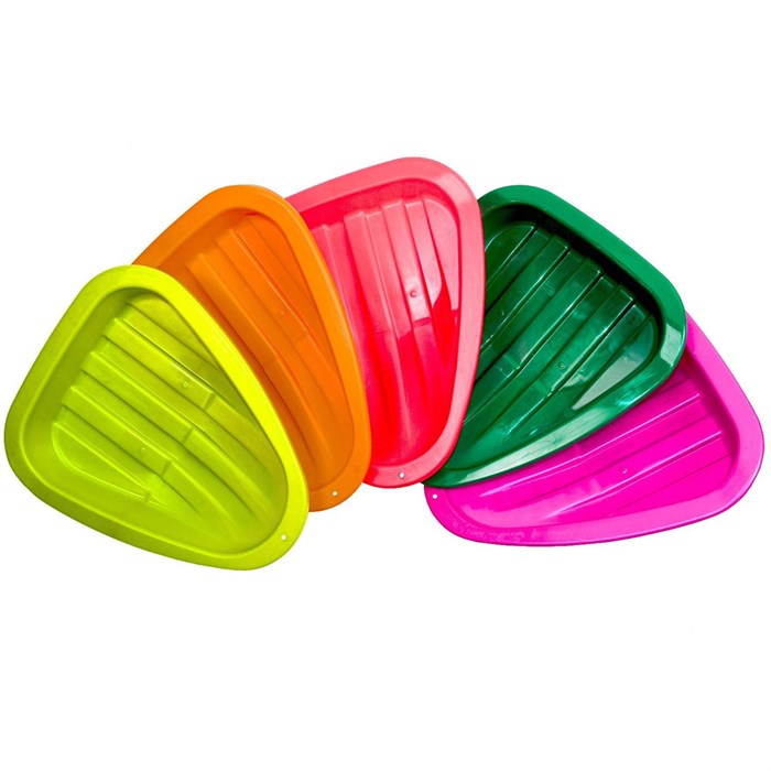 Санки ледянки треугольные цветные 43х37х7см /Полимер/ 167-129