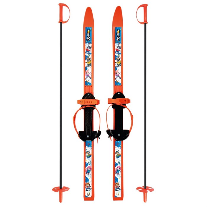 Лыжи детские Вираж-спорт 100 см оранжевые с палками из стеклопластика в сетке МПЛ 106.00 Dvizhok 266-585