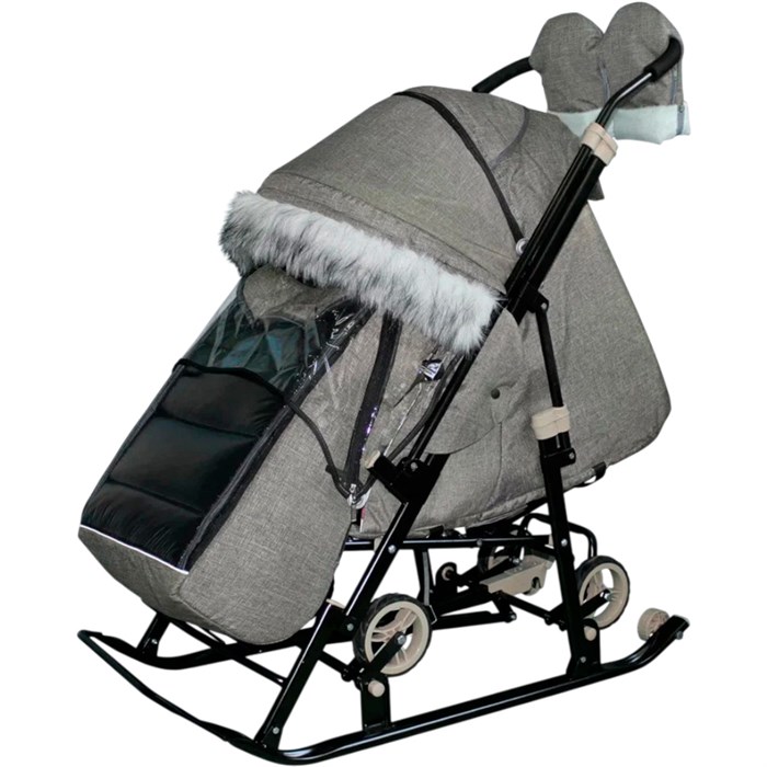 Санки коляска Galaxy Glory Gloss Джинc серый 266-575