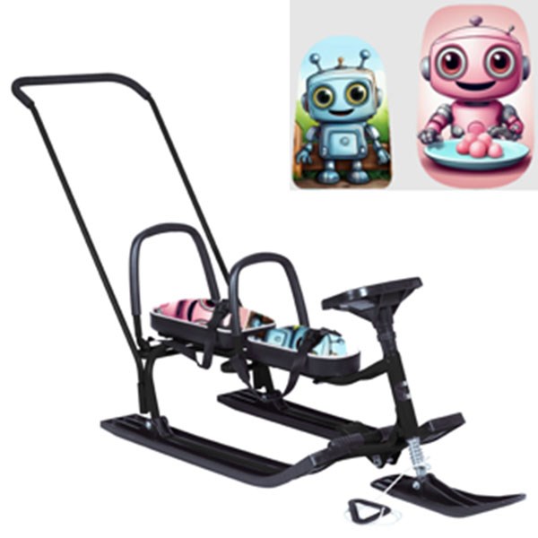 Снегокат 505 высокий SNOWKAT TWINS BABY PUSH для двоих, с 2 склад спинками П-обр толк.Роботы 266-337