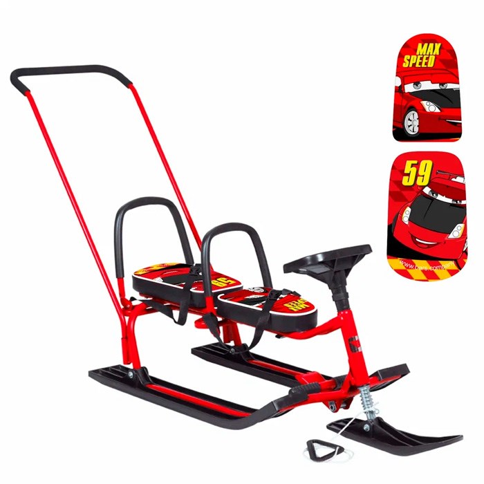 Снегокат 505 высокий SNOWKAT TWINS BABY PUSH для двоих, с 2 скл. спинк. П-обр толкатель Скорость 59 266-012